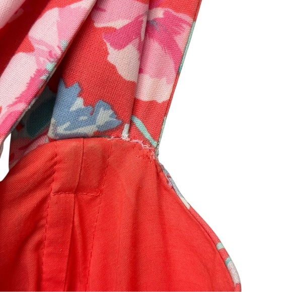 Laura Ashley Vtg 90s Floral Bow Dress Size 10 Pink Red Cotton Crinoline Skirt - Picture 10 of 14